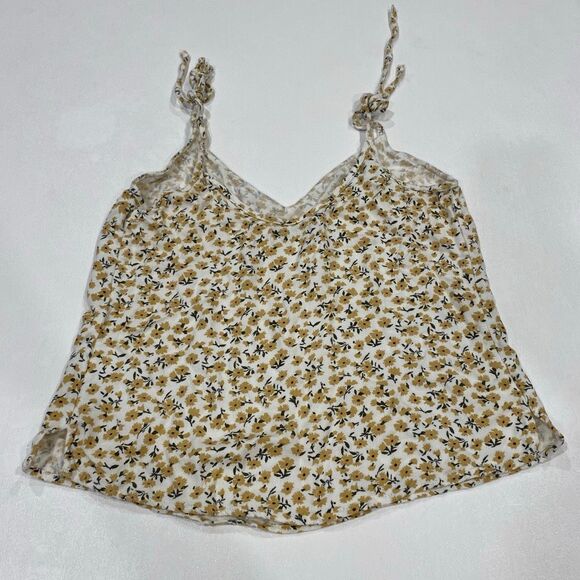 Abercrombie & Fitch Floral Tie Strap Tank Top Yellow White Size Small - Picture 2 of 4